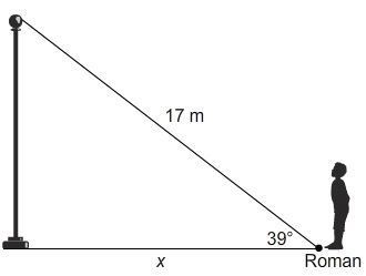 Roman stands across from a flag pole. What is the distance from Roman's feet to the-example-1