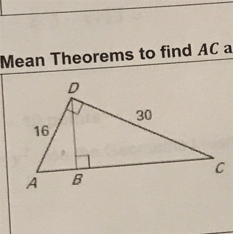 Use geometric mean theorem to find AC and BD-example-1