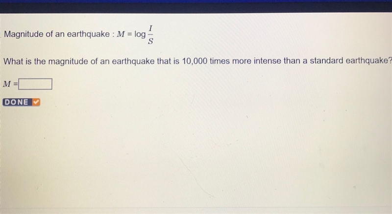 What is the magnitude of an earthquake that is 10,000 times more intense than a standard-example-1