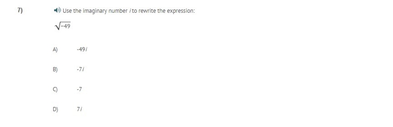 PLEASE HELP ASAP!!! CORRECT ANSWER ONLY PLEASE!! Use the imaginary number i to rewrite-example-1