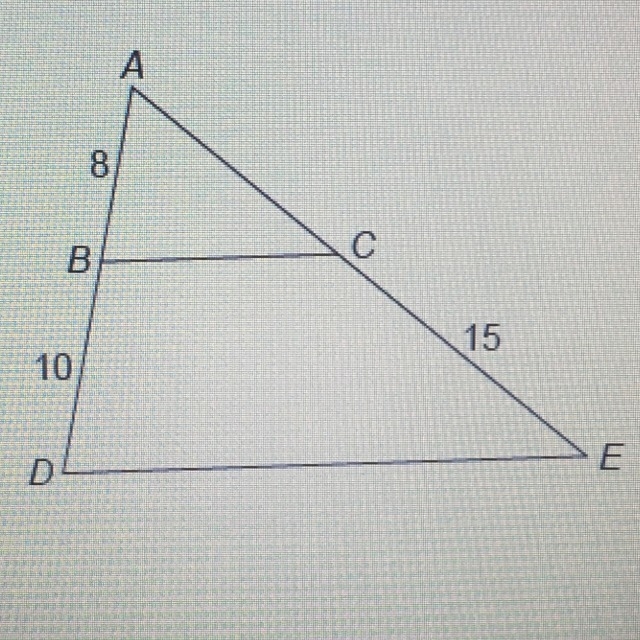 BC is parallel to DE What is AC? Enter your answer in the box.-example-1