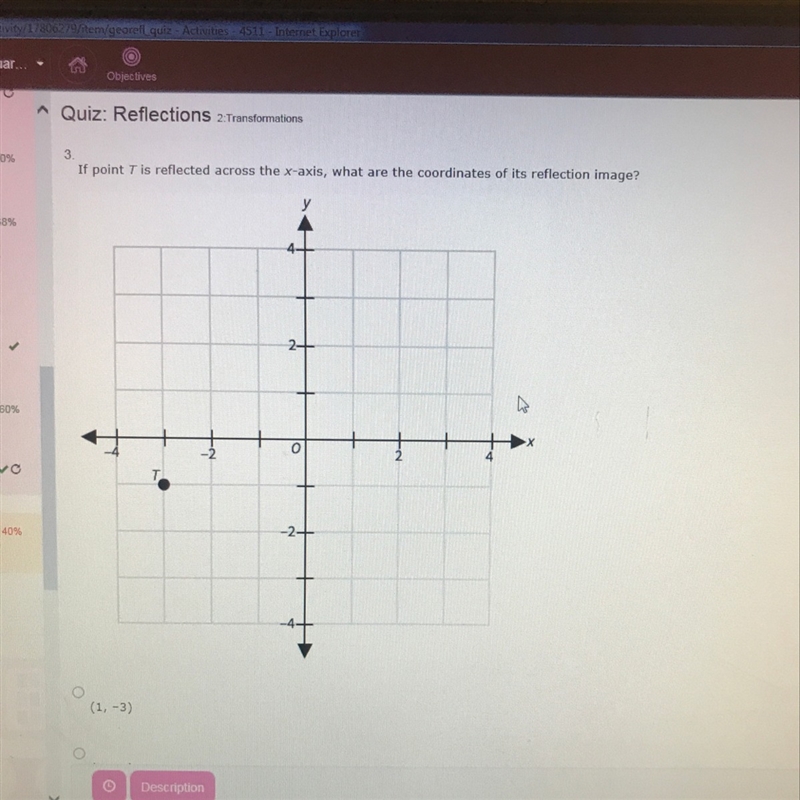 If point t is reflected across the x-axis what the coordinates of its reflection image-example-1