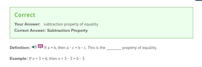 If a = b, then a - c = b - c. This is the _________ property of equality Example: If-example-1