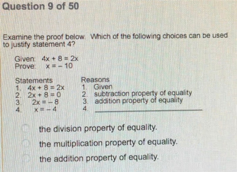 Which of the following choices can be used to justify statement 4?-example-1