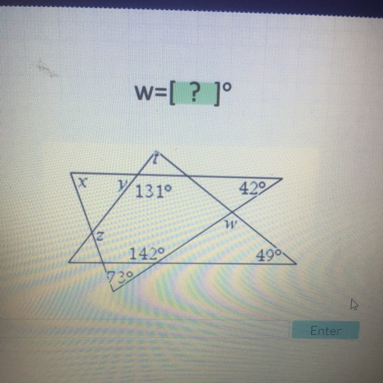 How many degrees is w?-example-1