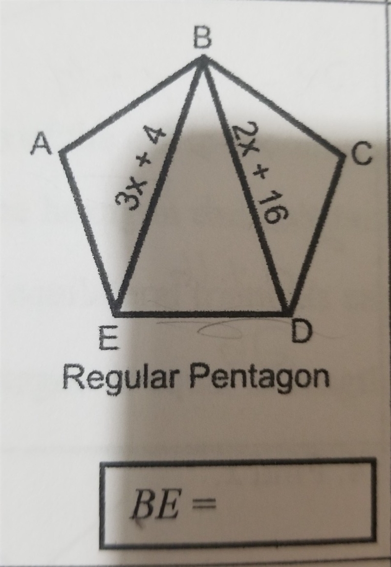 Find BE Is a regular pentagon-example-1