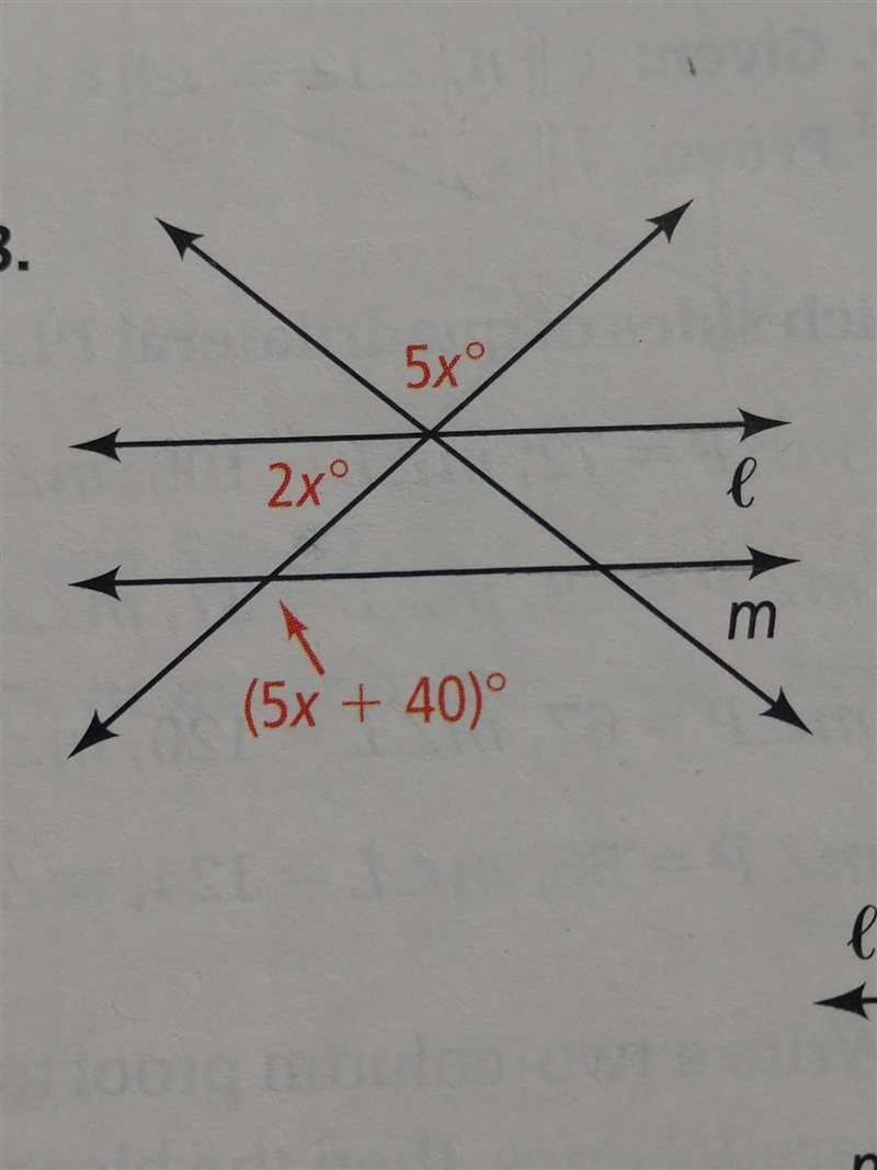 Find the value of x for which l is parrell to m-example-1