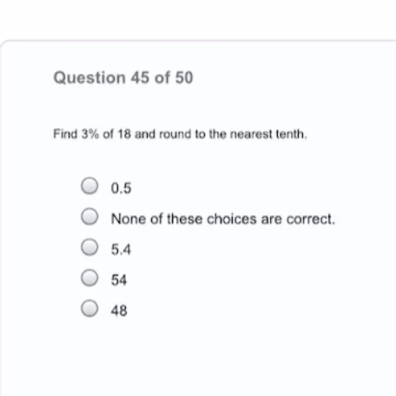 Find 3% of 18 and round to the nearest tenth.-example-1