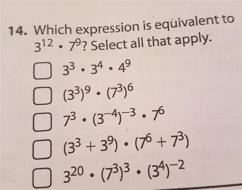 Which expression is equivalent to 3^12 • 7^9-example-1