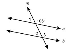 In the figure, lines a and b are parallel. Which statements are true? m∠1=75° m∠2=m-example-1