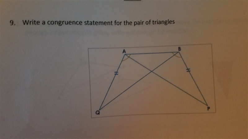 Write a congruence statement for the pair of trangles-example-1