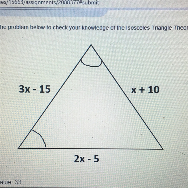 Find x to the triangle below.-example-1