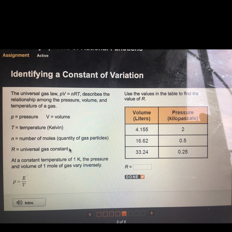 Identifying a constant of variation question R= ?-example-1