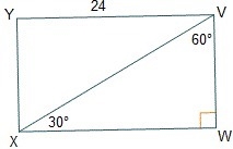 Line segment YV of rectangle YVWX measures 24 units. What is the length of line segment-example-1