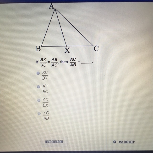 If BX/XC=AB/AC then AC/AB=-example-1