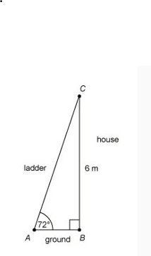 Anna has leaned a ladder against the side of her house. The ladder forms a 72º angle-example-1