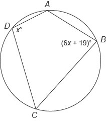 Quadrilateral ABCD ​ is inscribed in this circle. What is the measure of angle B? Enter-example-1