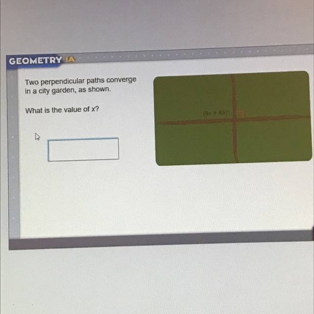 It says 9x+45 (Geometry question)-example-1