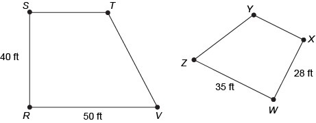 Trapezoid RSTV∼trapezoid WXYZ . What is the scale factor of a dilation from RSTV to-example-1