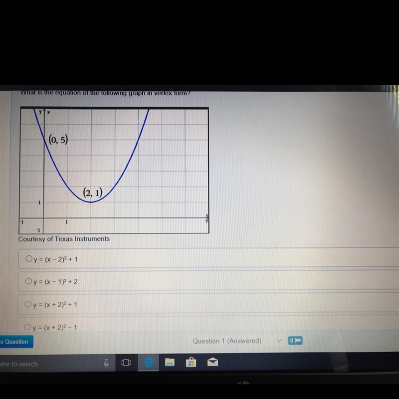 What is the equation of the following graph in vertex form-example-1