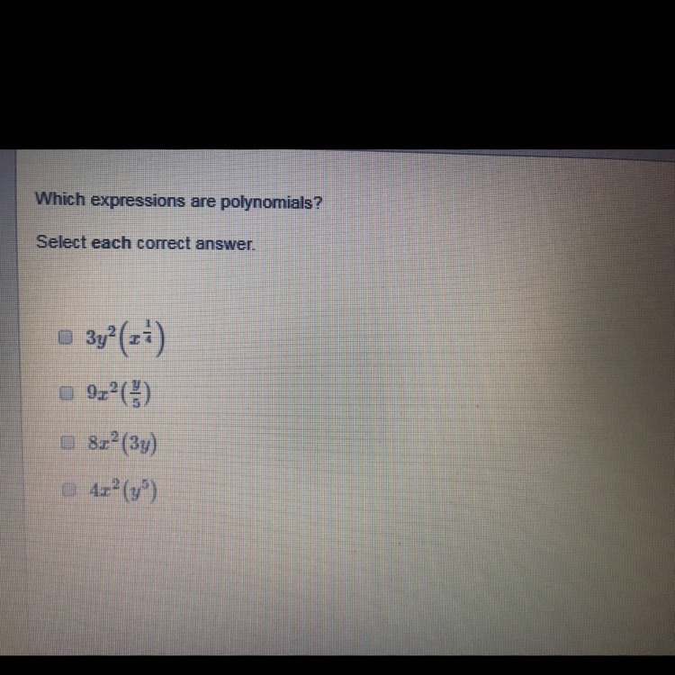 Which expressions are polynomials?-example-1