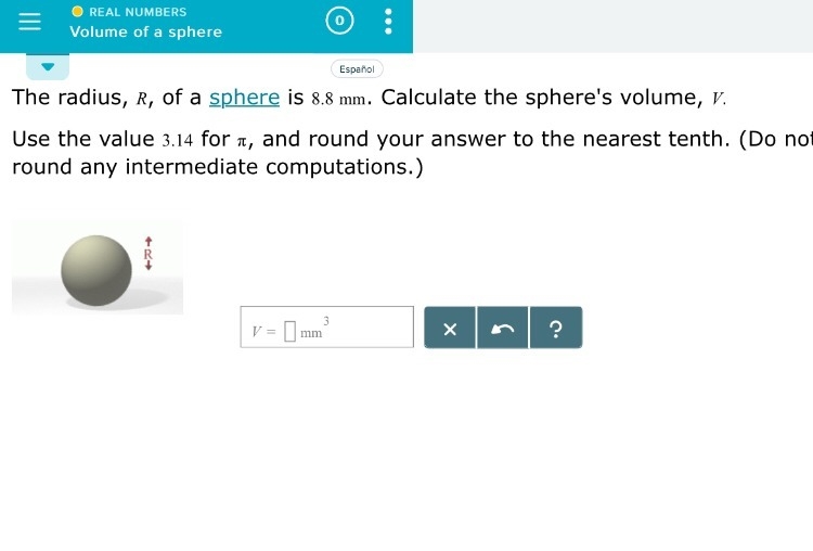 Calculate the sphere’s volume.-example-1