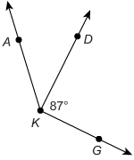 M∠AKG = 133°. What is m∠AKD? m∠AKD = [1] °-example-1