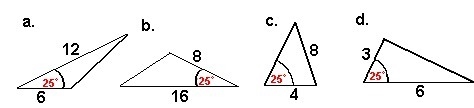 Which triangles are similar? a b c d-example-1