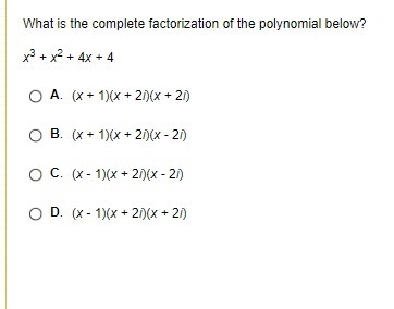 What is the complete factorization of the polynomial below x^3+x^2+4x+4?-example-1