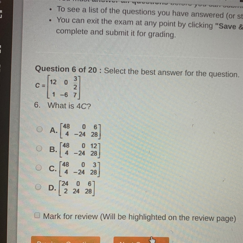 What is 4C? Of the matrix shown-example-1