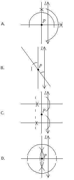 1) Which diagram shows the correct construction of a line parallel to line l and passing-example-1