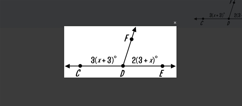 HELP ME PLEASE! Find the measures of two supplementary angles. m∠CDF=_____° m∠EDF-example-1