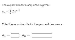 Enter the recursive rule for the geometric sequence. screenshot included!-example-1