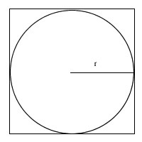 The radius, r, of the inscribed circle is 3 meters. What is the area of the square-example-1