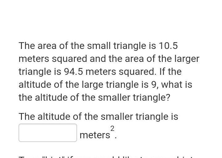 What is The altitude of the smaller triangle is-example-1