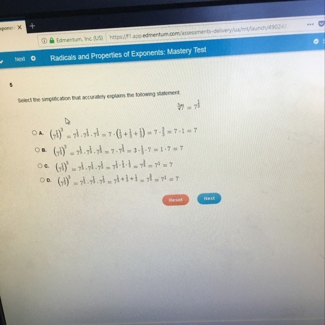 Select the simplification that accurately explains that following statement-example-1