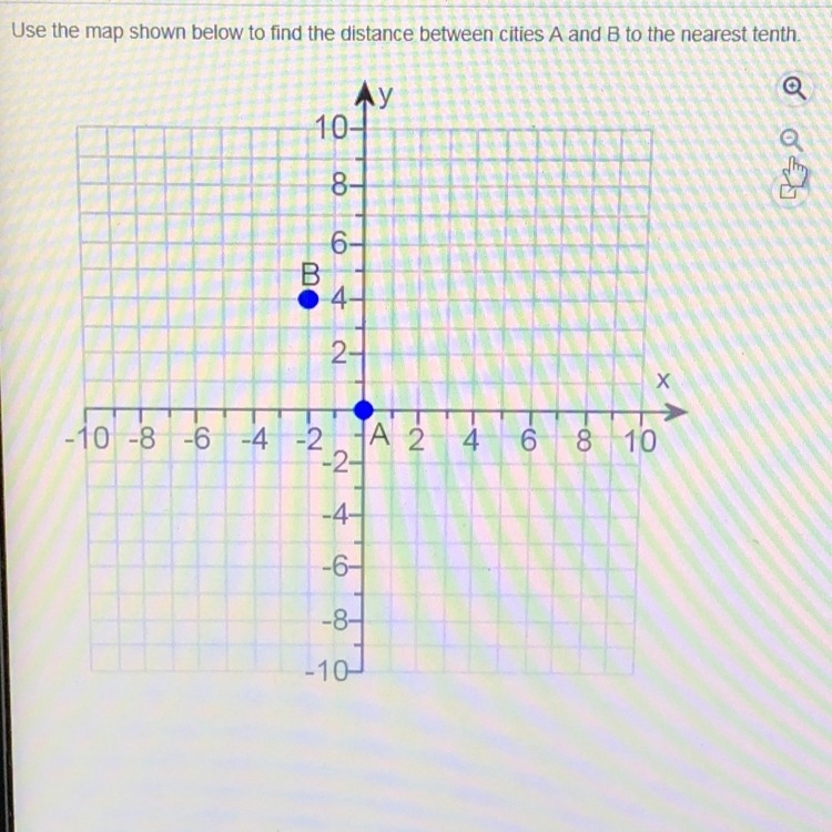 Use the map shown below to find the distance between cities A and B to the nearest-example-1