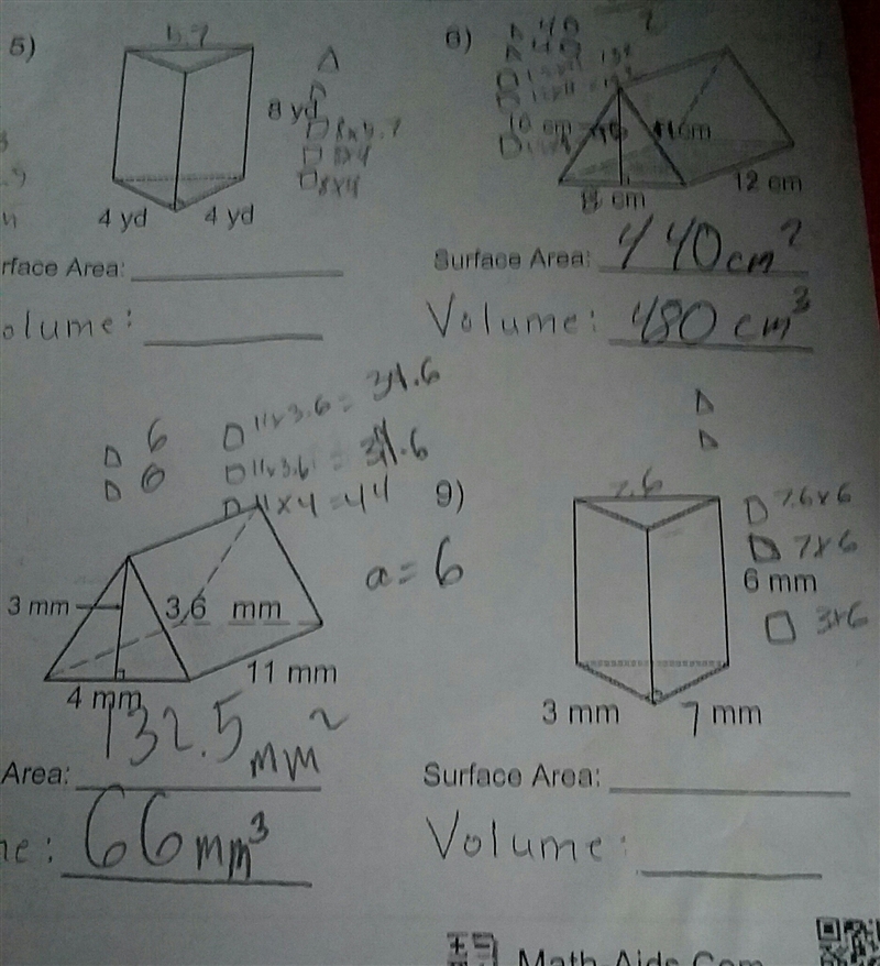 Some help and give awnser 50 points I beg u help me need 5 and 9 surface area and-example-1