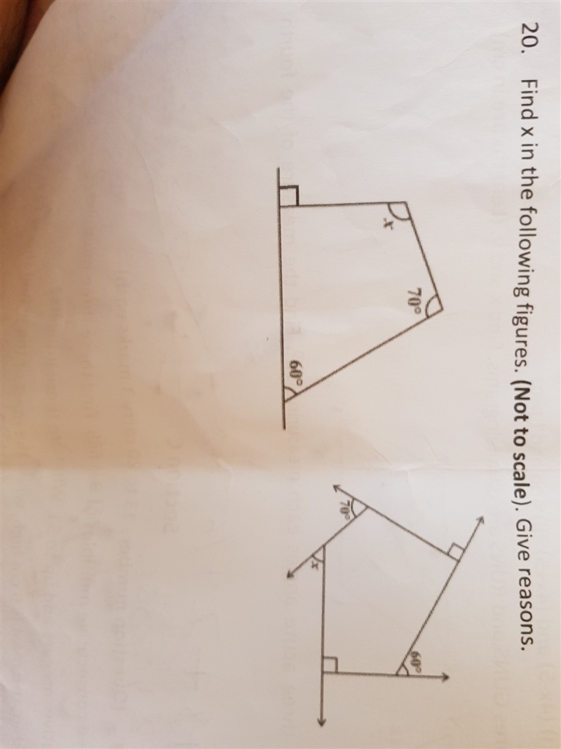 Find x in the following figure. (Not to scale). Give reasons-example-1