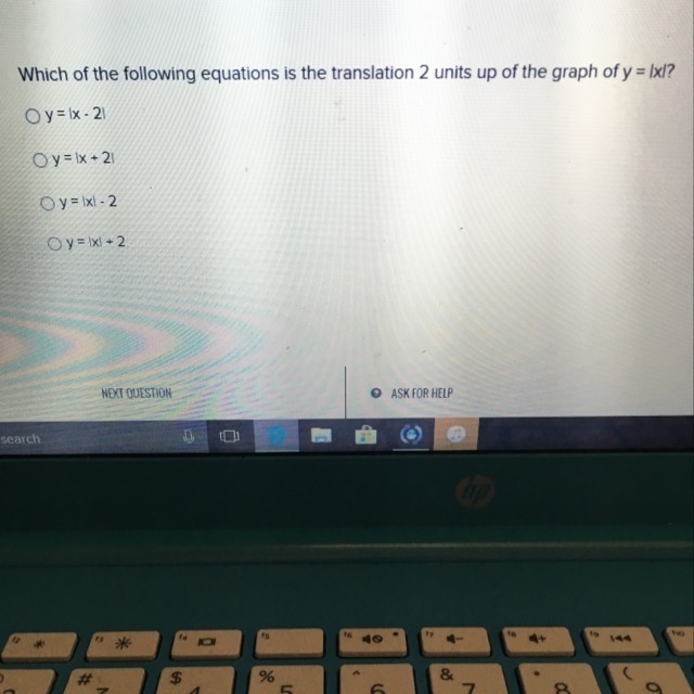 Which of the following equations is the translation 2 units up of the graph of y=lxl-example-1