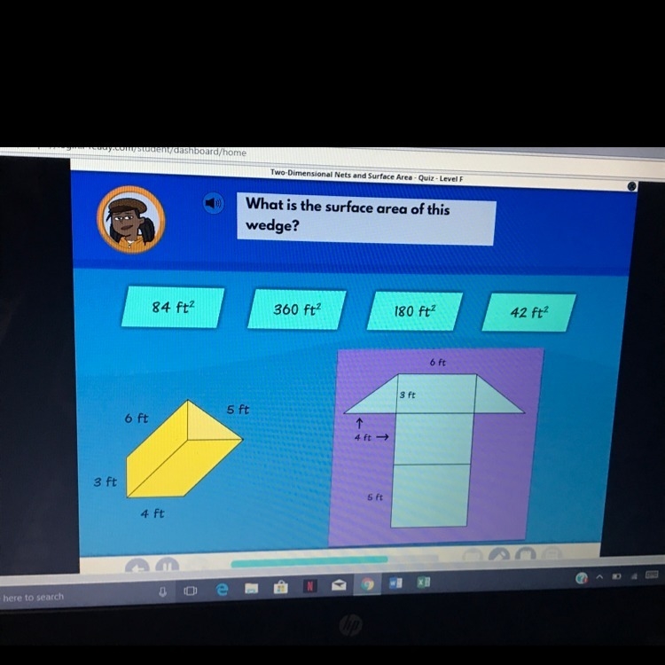 What is the surface area of this wedge?-example-1