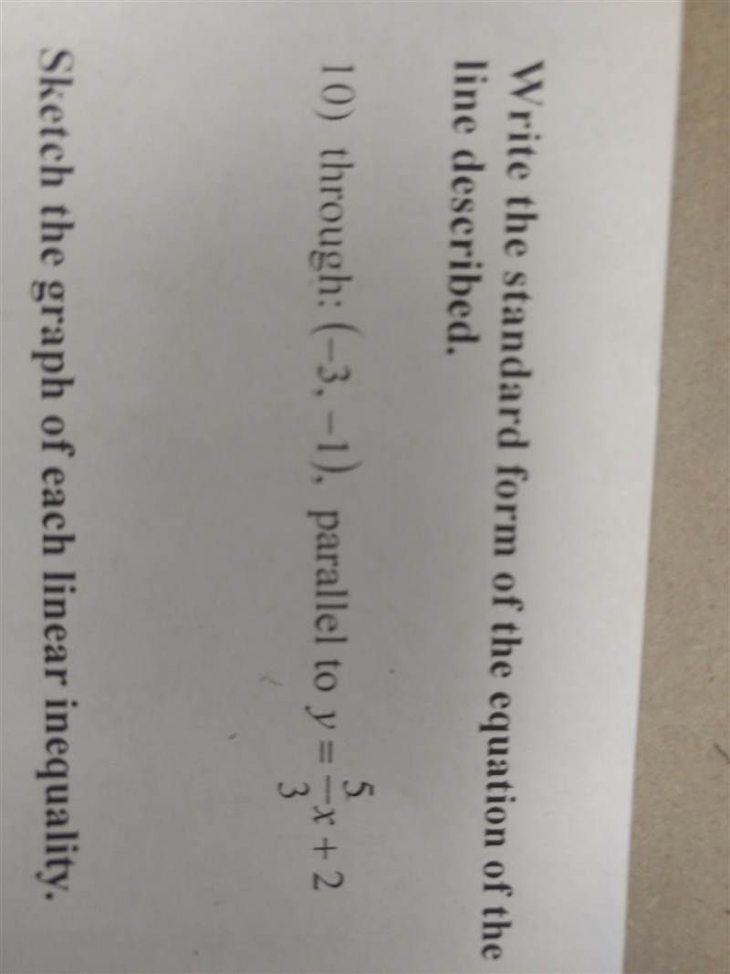 Write the standard form of the equation of the line described-example-1