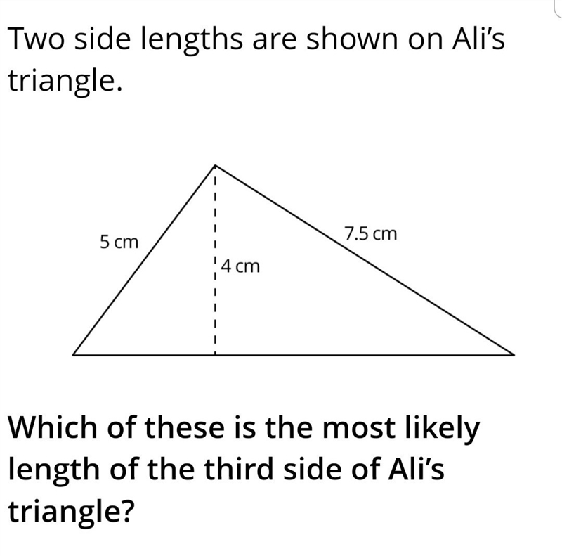 Options A.6 cm B. 9 cm C. 11cm D. 12.5 cm-example-1