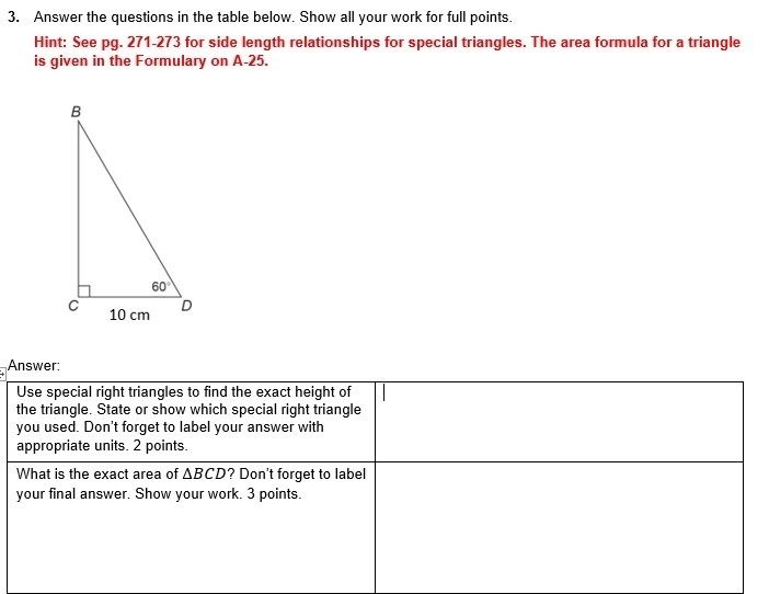 Check my answers please!!!!!! I think the special right triangle 30 -60 -90 would-example-1