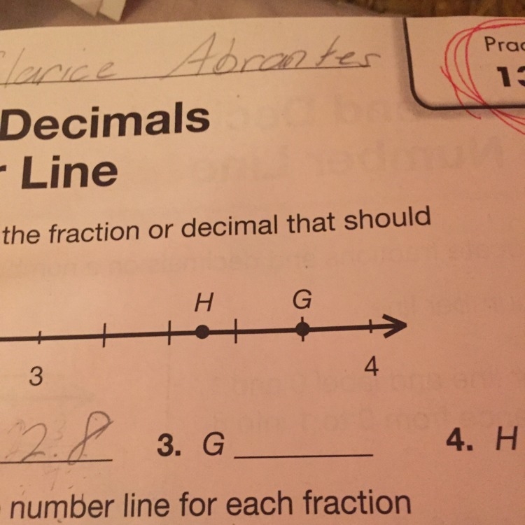 Use the number line to name the fraction or decimal. (H)-example-1