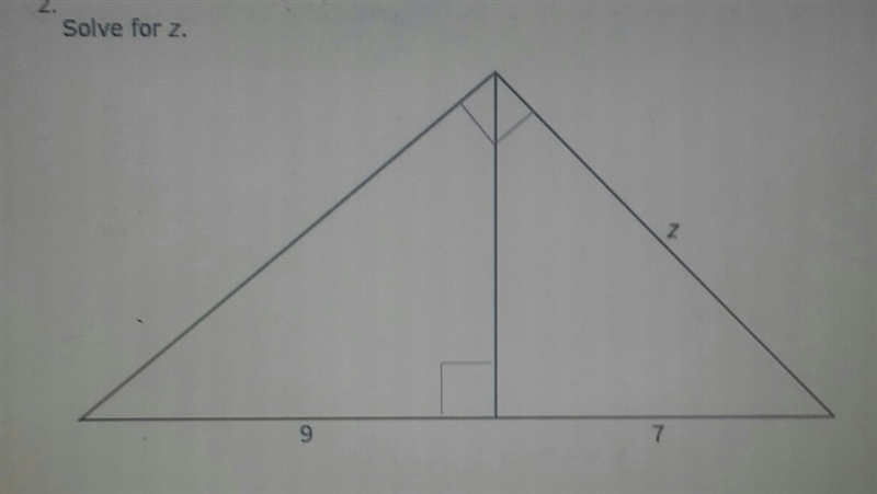 Solve For Z A. 12 B. 4 √(7) C. 3 √(7) D. 51-example-1