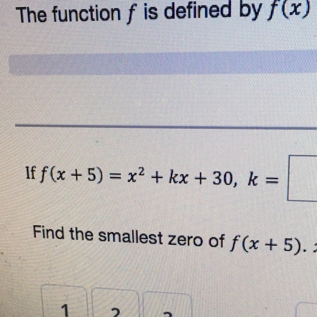 If f(x)=x^2+kx +30, k=-example-1