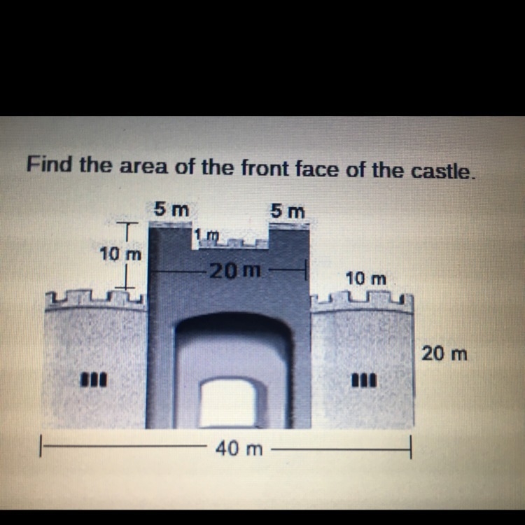 What is the area of the front face of the castle?-example-1