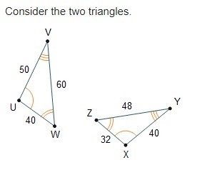 Consider the two triangles. How can the triangles be proven similar by the SAS similarity-example-1