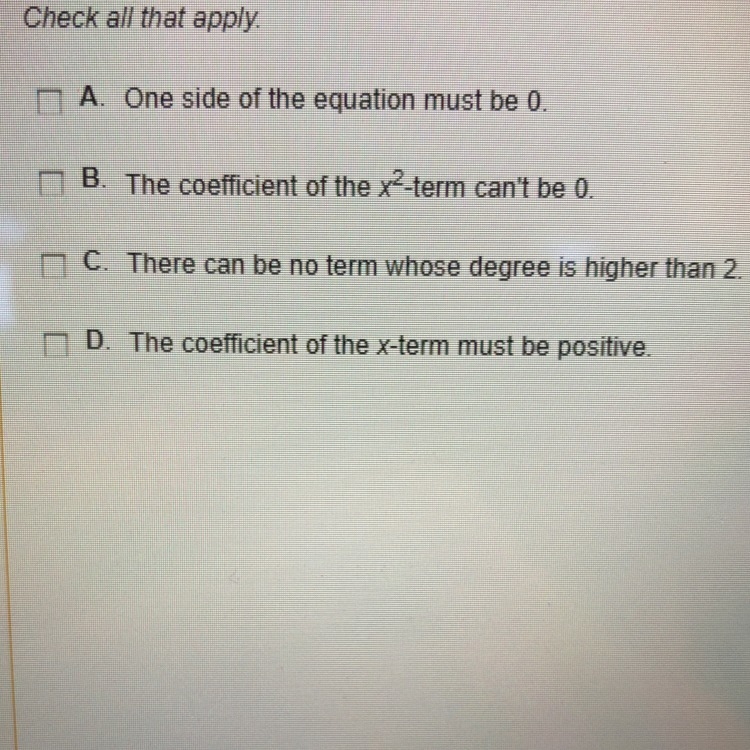 which of the following statements must be true of an equation before you can use the-example-1